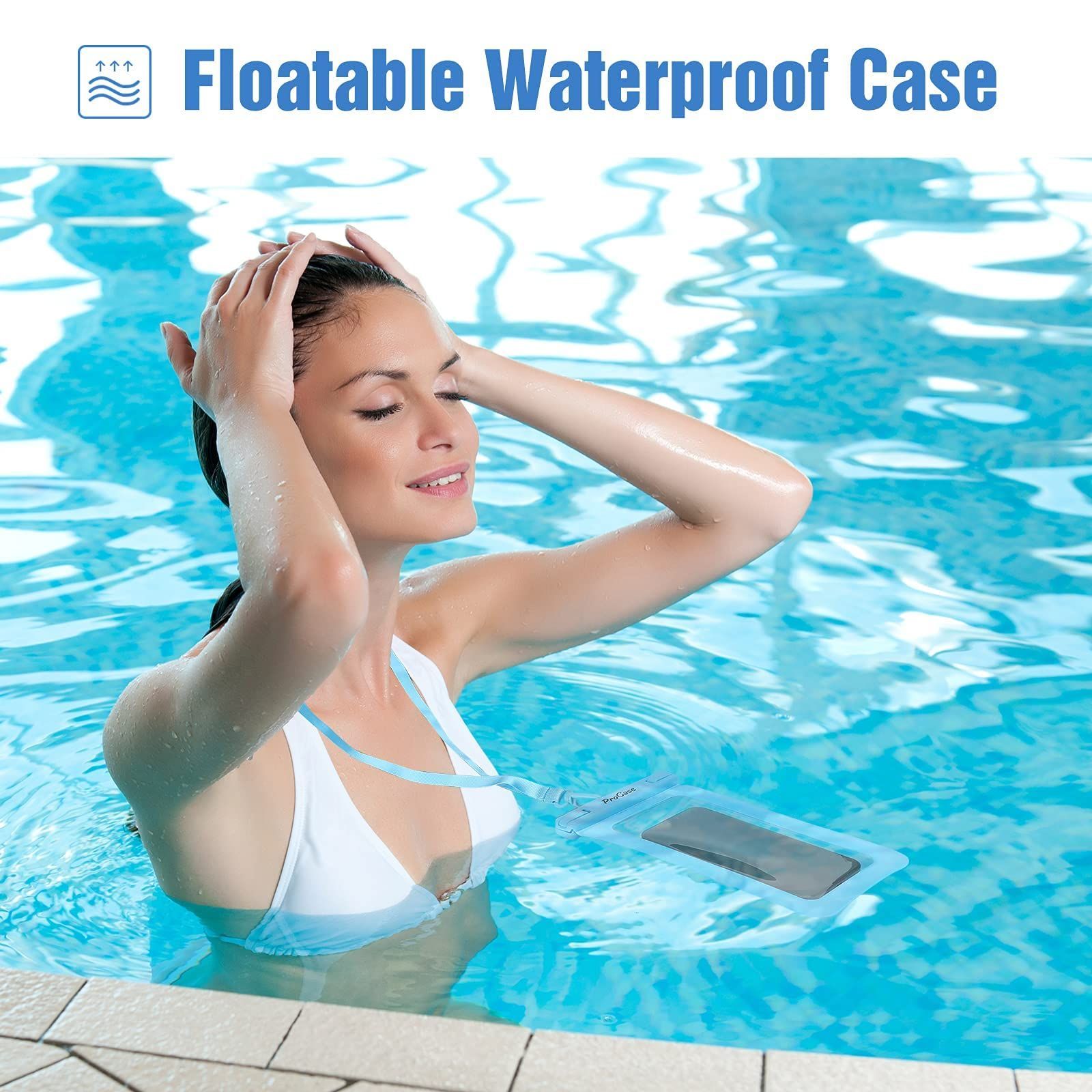 【在庫処分】[2点セット] スマホ防水ケース 、[フロート式]ドライバッグ IPX8認定 完全保護 密封、水中撮影 お風呂 温泉 釣り 海に適用 ProCase 最大7.0インチ対応：iPhone 14 13 Mini Pro Max・iPhone 12・11