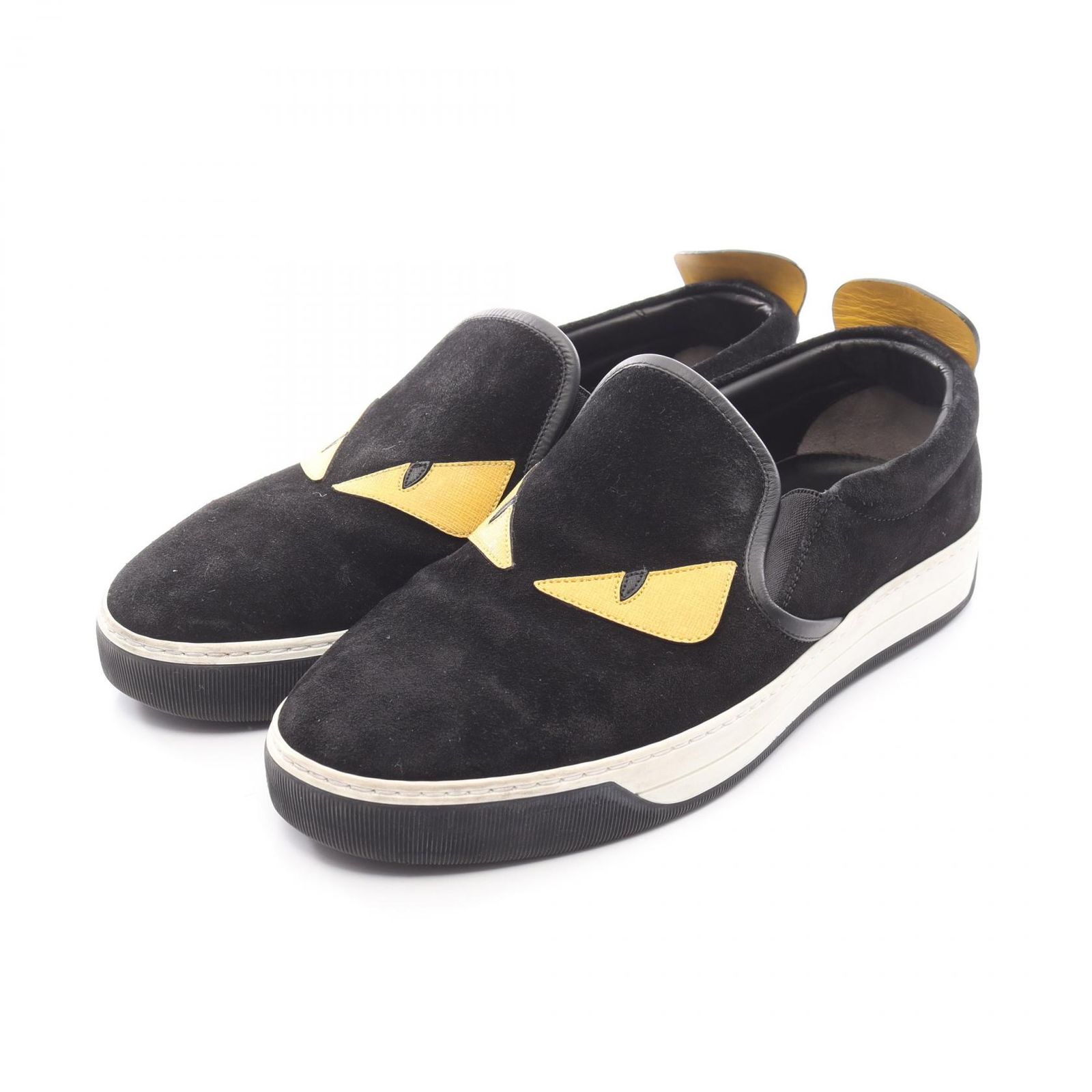 フェンディ FENDI スリッポン モンスター バグズ アイ 7E0904 スウェード レザー スニーカー メンズ Used B