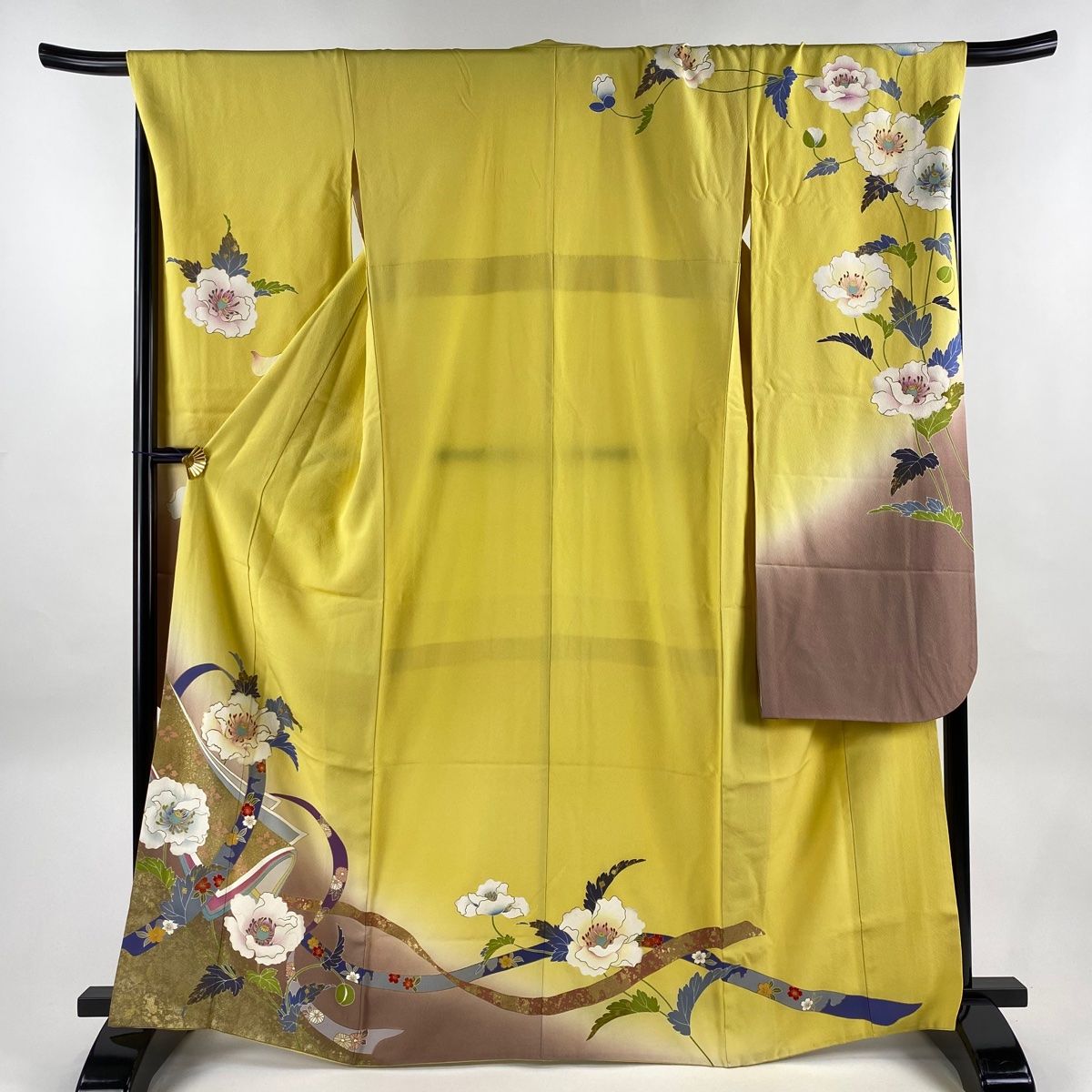振袖 身丈165.5cm 裄丈77cm L 袷 鈴乃屋 牡丹 熨斗 金彩 金糸