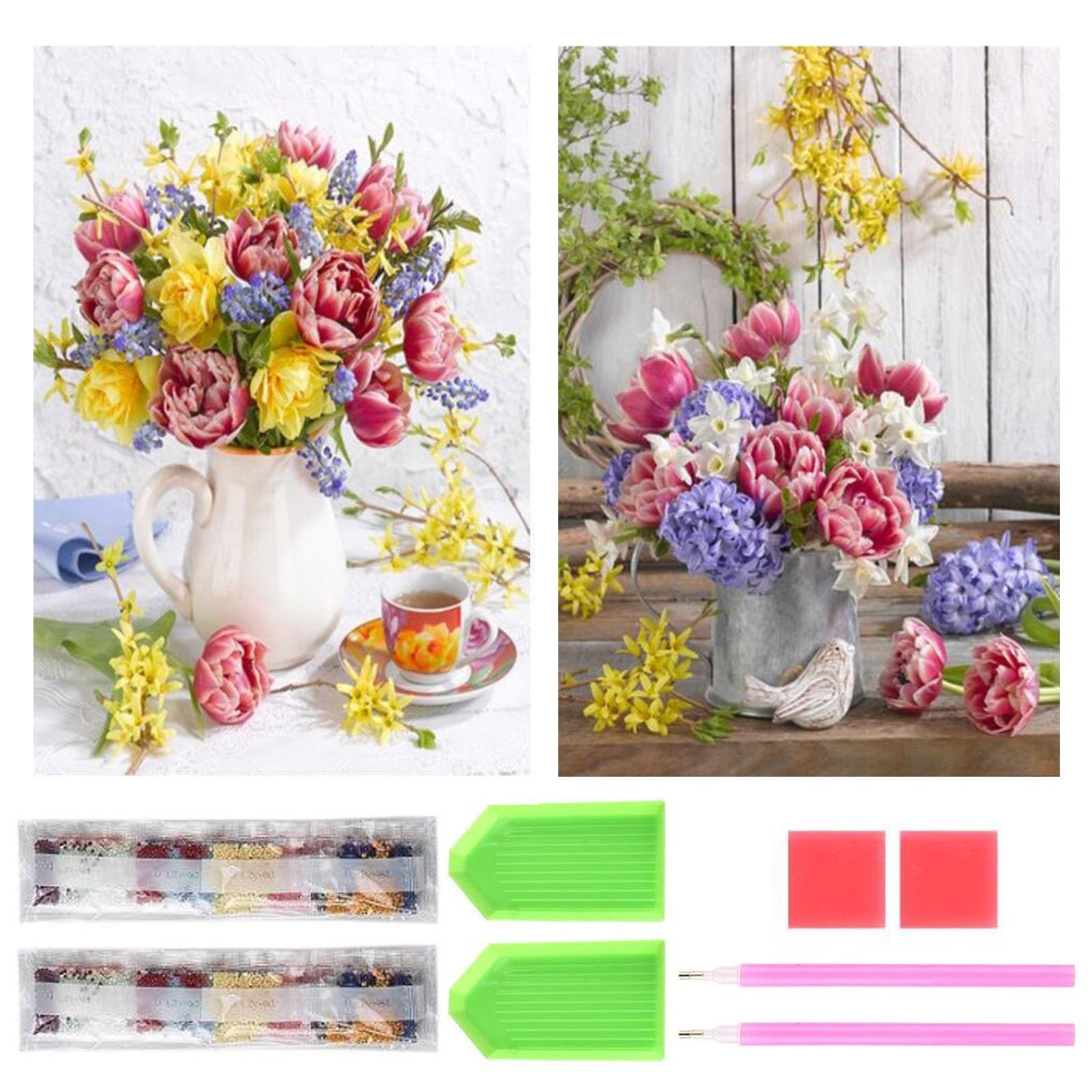 【即日発送】【在庫処分】家の装飾 手芸キット 花 DIY 初心者 ハンドメイド 全面貼り付け (花9) かっこいい おしゃれ 暇つぶし 2個 ...