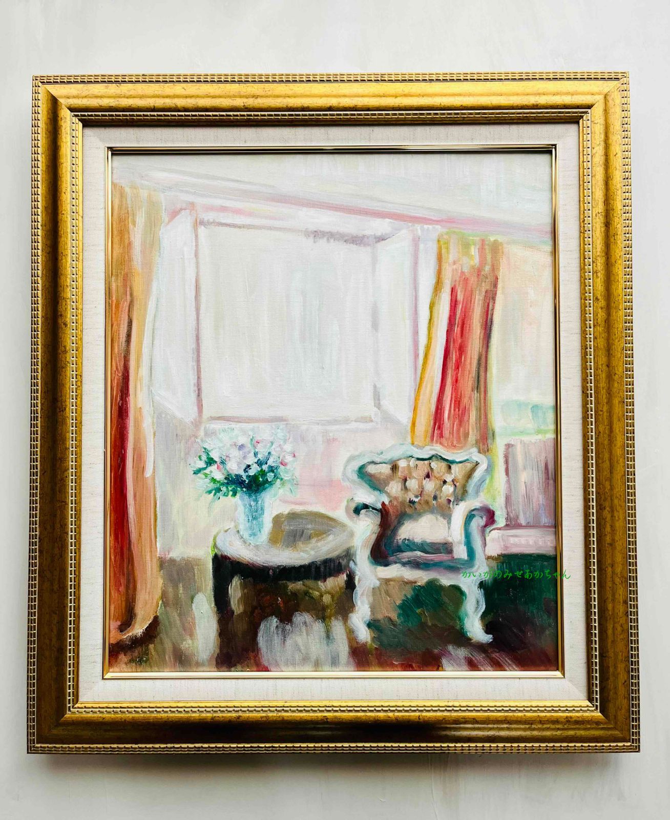 38×46㎝「シャンデリア」F8・油彩画・額装・原画 キャンバス f8 大きさ