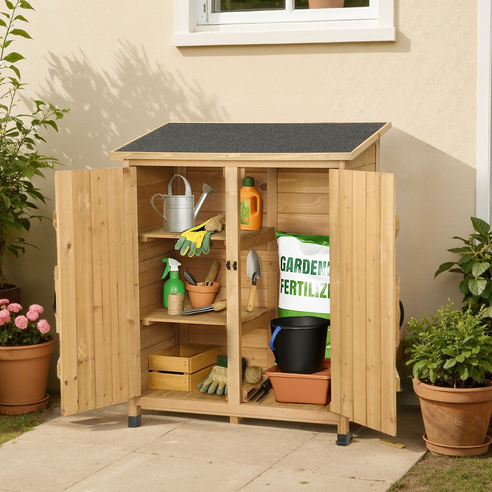 ベランダ薄型収納庫 ガーデニング 園芸 物置 庭 収納 カントリー 80×90