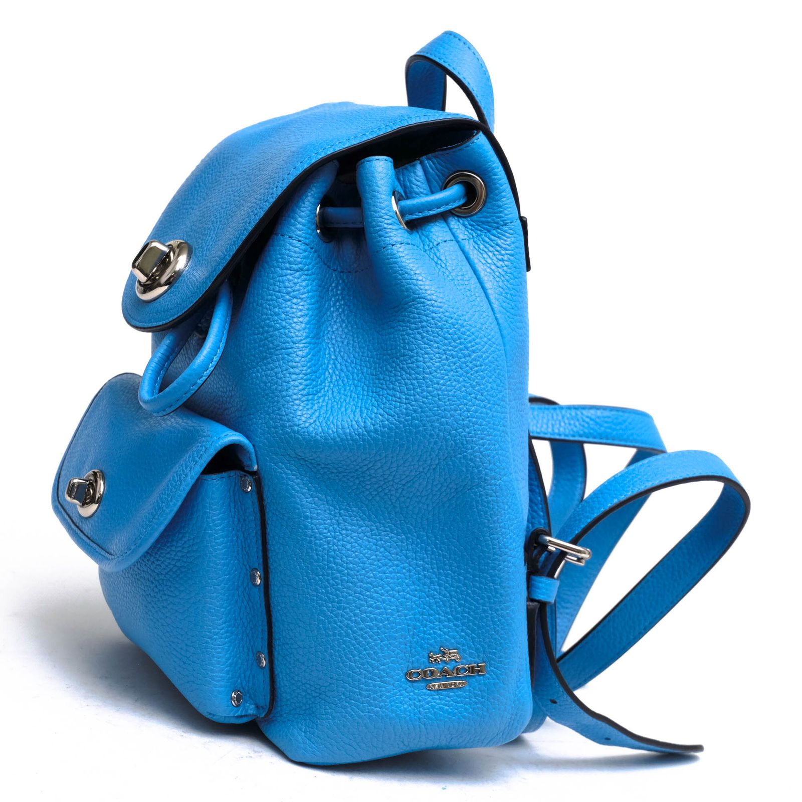 コーチ ミニリュック レザー 水色 ブルー シボ革 コーチ／COACH リュック バッグ バックパック レディース 女性
