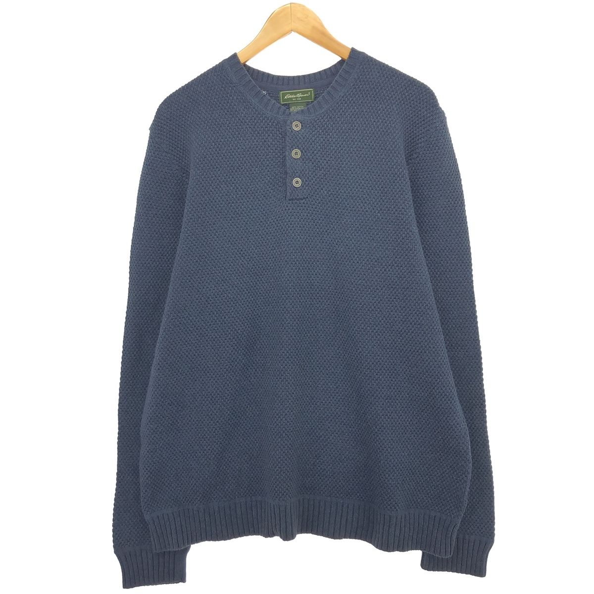 古着 エディーバウアー Eddie Bauer ヘンリーネック コットンニット 