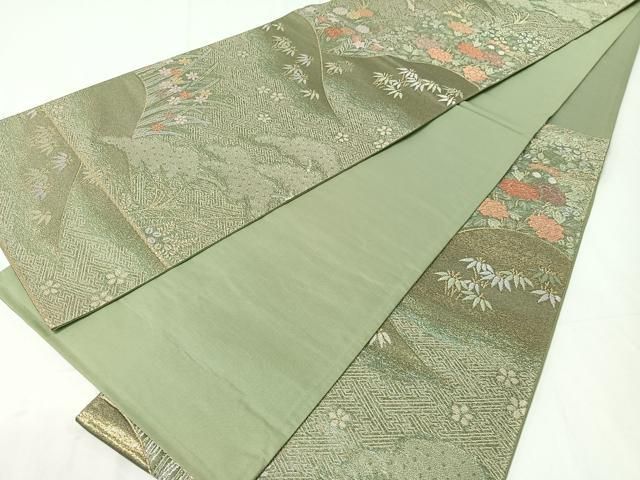 平和屋着物 六通柄袋帯 七宝花鳥松文 艶飾箔 本金箔 金
