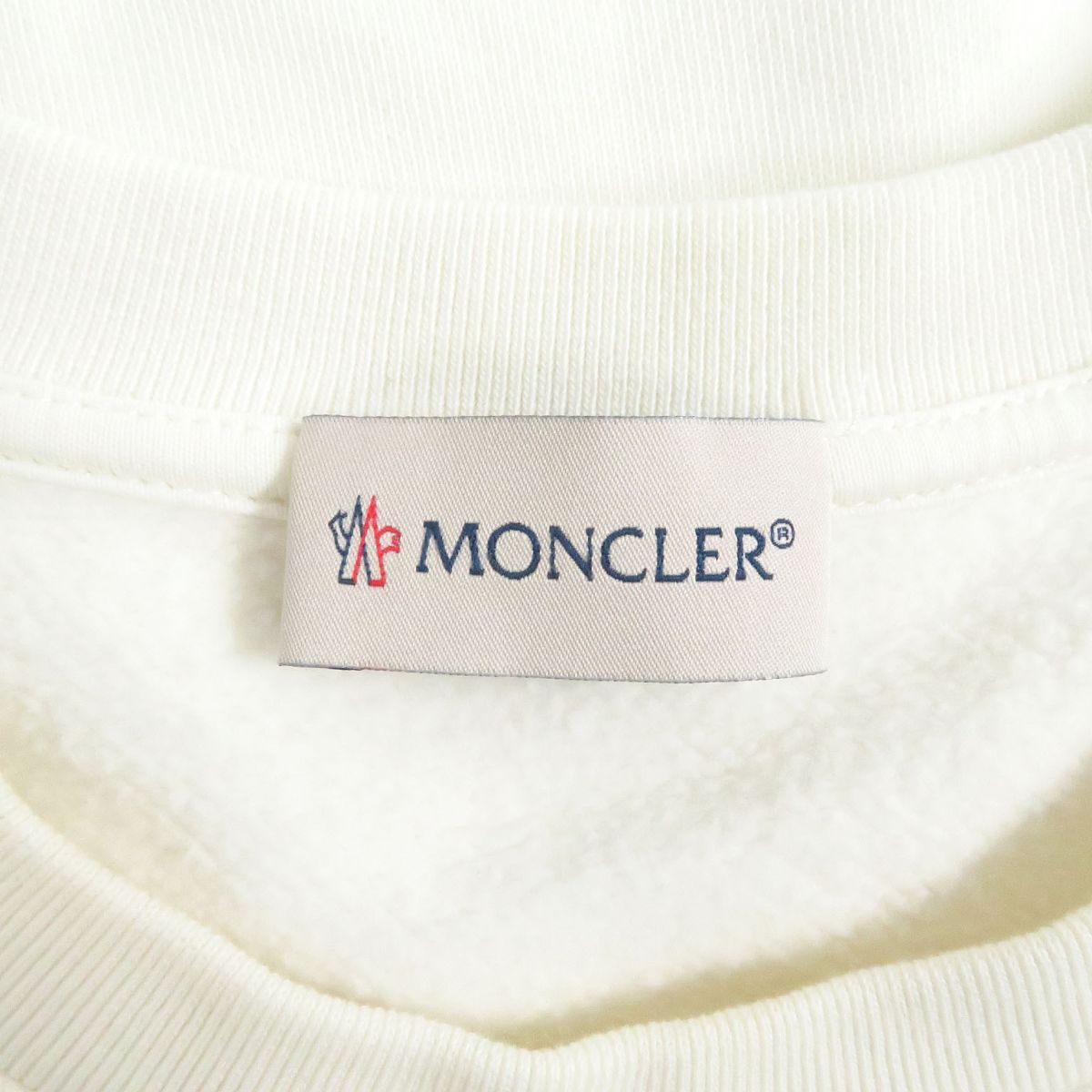 47cm袖丈美品□2018年製 MONCLER/モンクレール MAGLIA コットン ロングスリーブ/長袖 ロゴトレーナー/スウェット ホワイト XL メンズオススメ◎