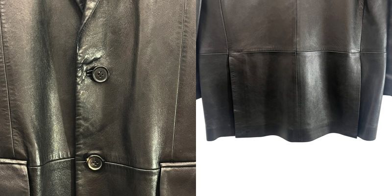 美品✨グッチ 牛革 レザー テーラードジャケット ブラック 2B S相当 グッチ トムフォード期 レザー テーラードジャケット 46 メンズ