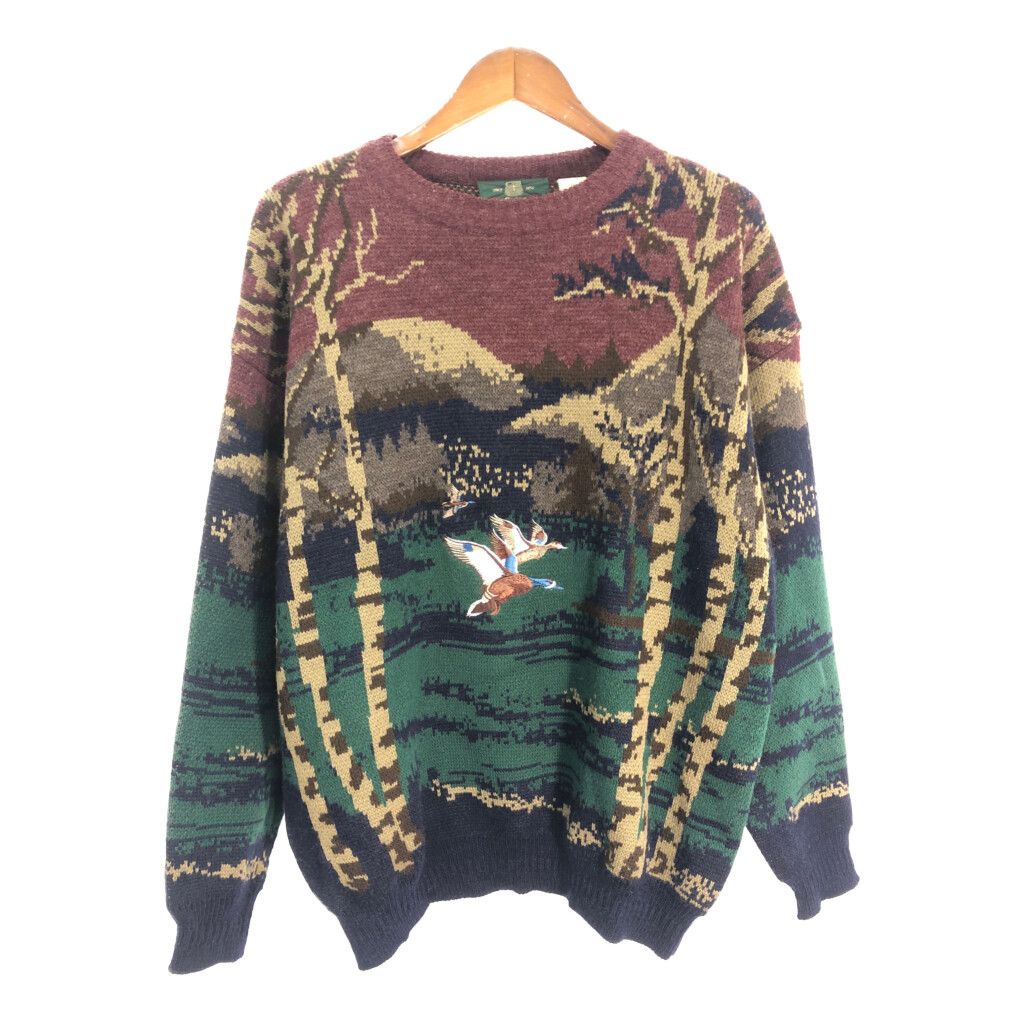 ORVIS オービス ウール ニット セーター アウトドア 総柄 マルチカラー (メンズ XL) 中古 古着 S8320