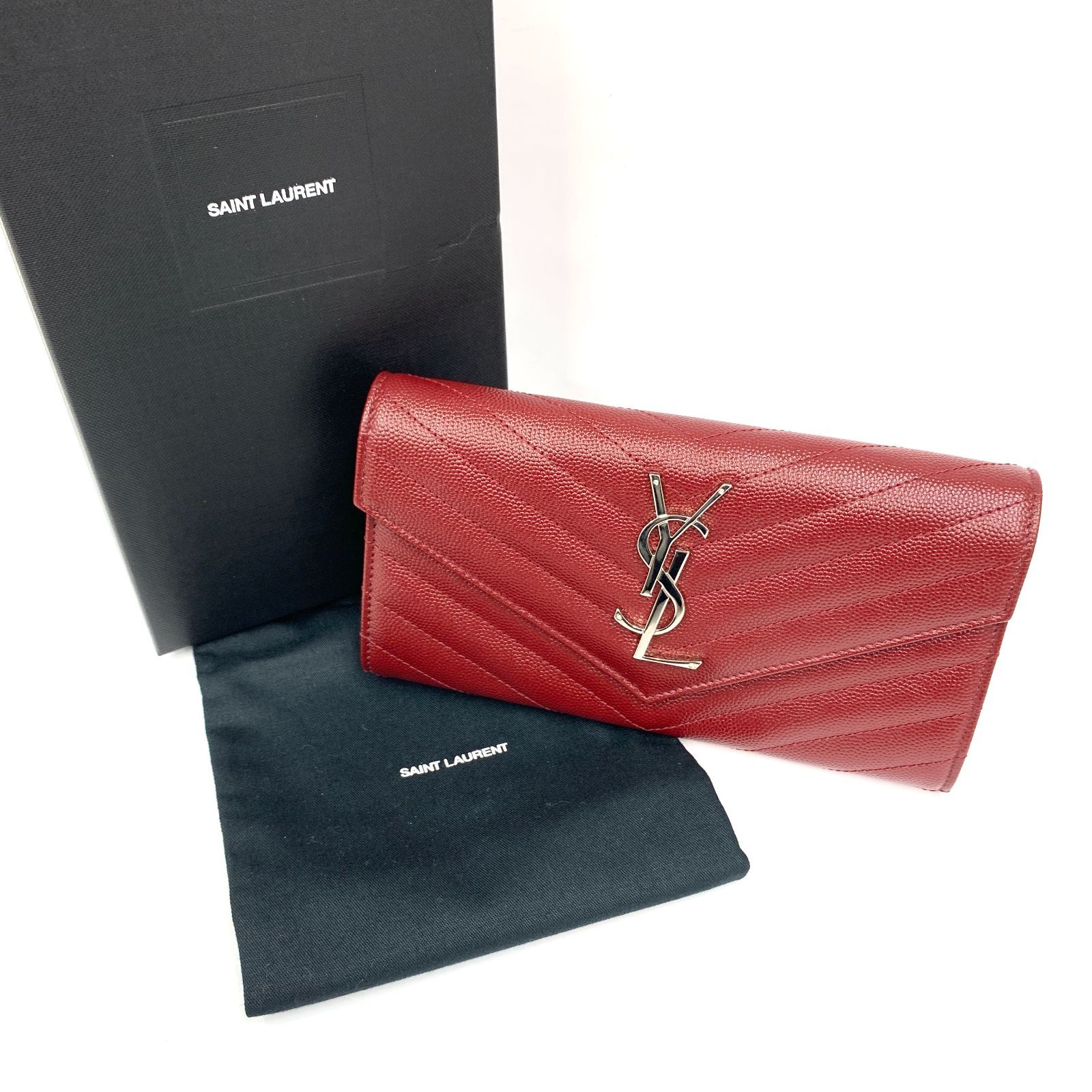 サンローラン　YSL ワインレッド 長財布 サンローラン YSL ワインレッド 長財布