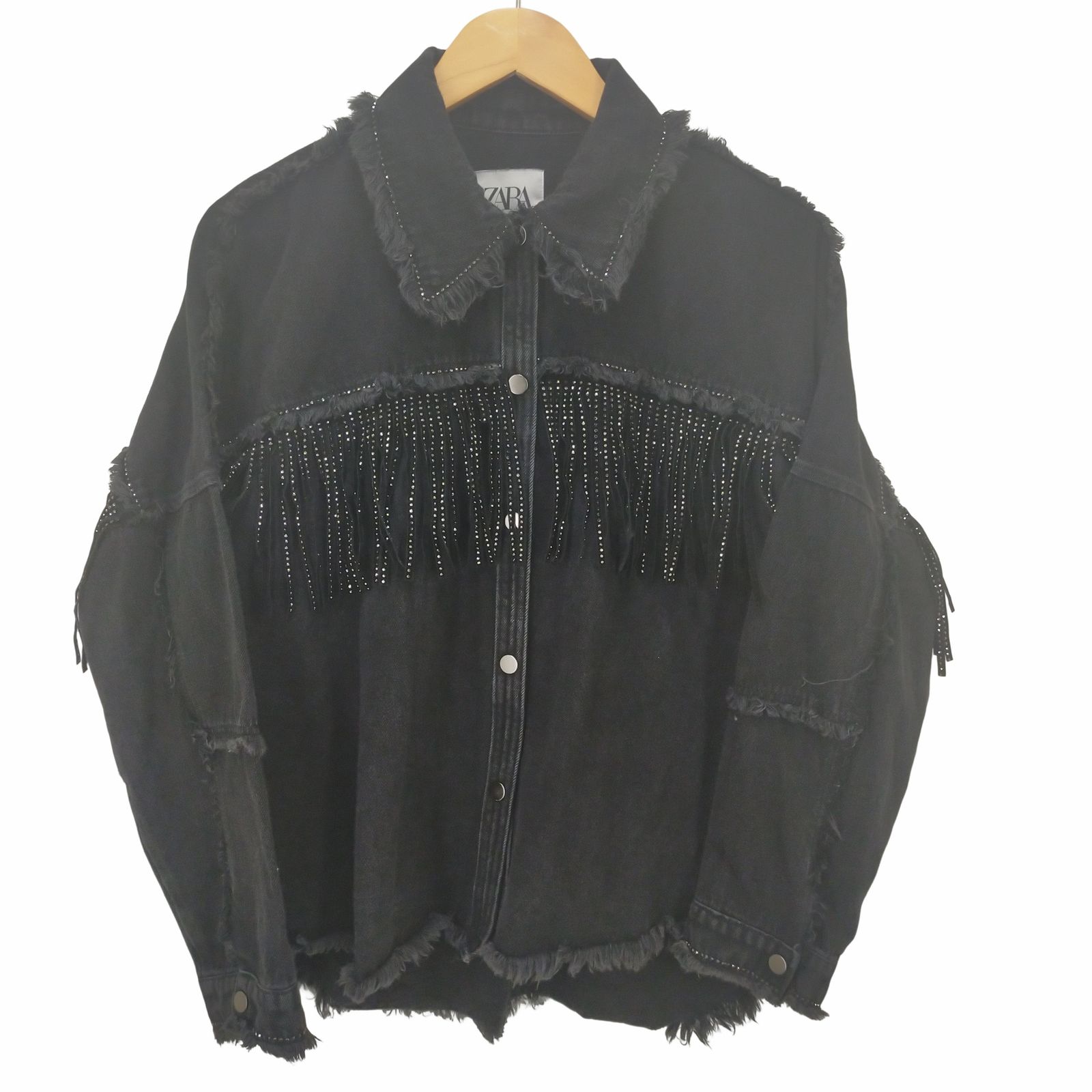 ザラ ZARA フリンジデニムジャケット レディース import：M - メルカリ