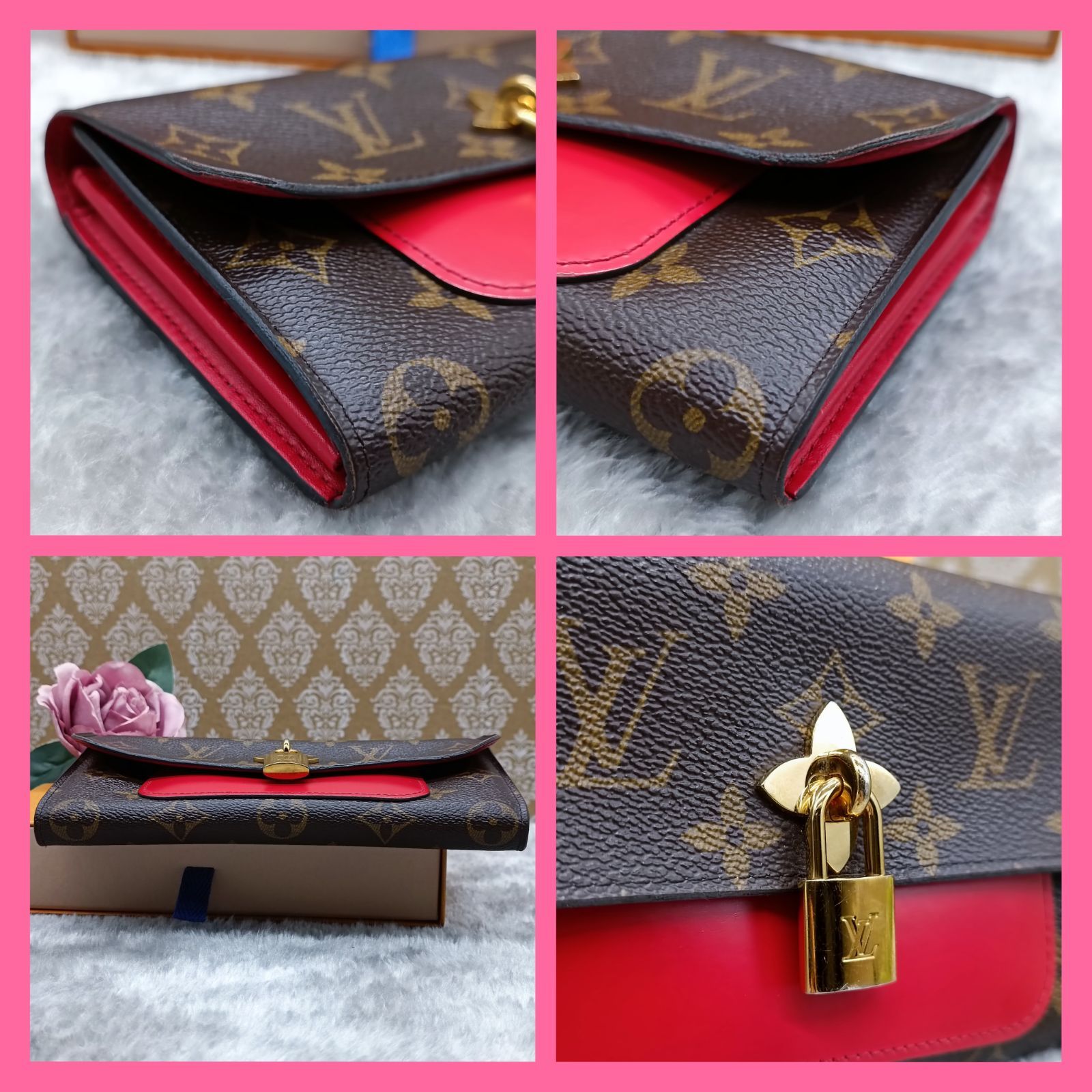 🍀最終価格です🍀 《 LOUISVUITTON 》 ルイヴィトン モノグラム ポルトフォイユフラワー 長財布 ロングウォレット パドロック付  M62566 レッド系 箱付き 最短即日発送いたします！ 934 - メルカリ