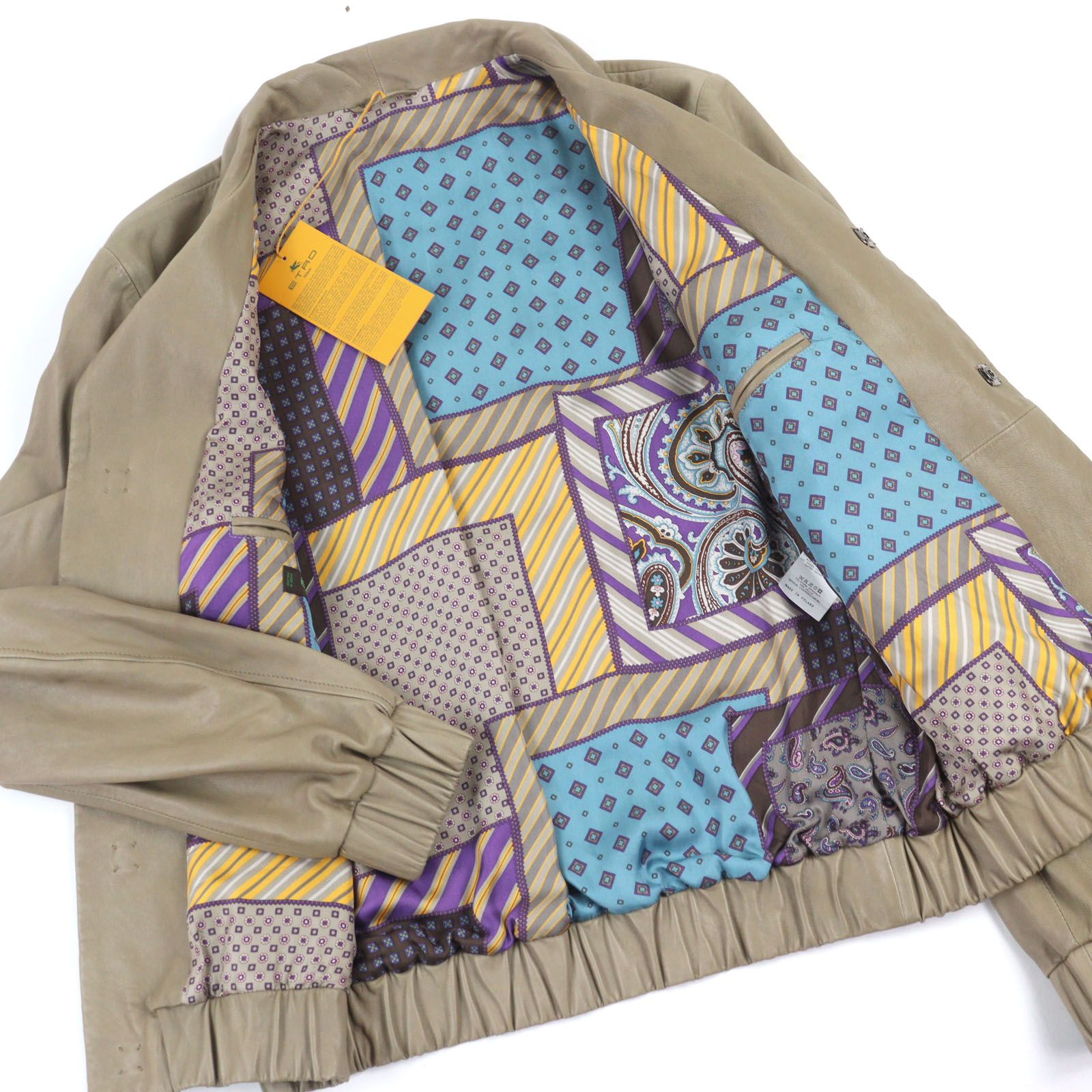 ドンドン見直し】良品○ETRO エトロ ラムスキン シルク 裏地総柄