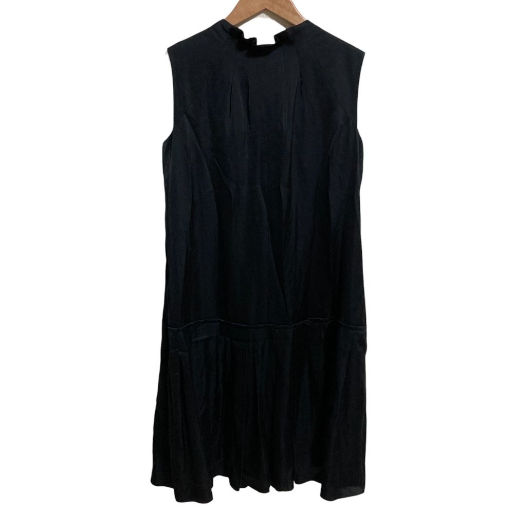 FOXEY NEW YORK フォクシーニューヨークコレクション スリーブレス サテンドレス ひざ丈 ワンピース 38149 サイズ40 ネイビー レディース 古着