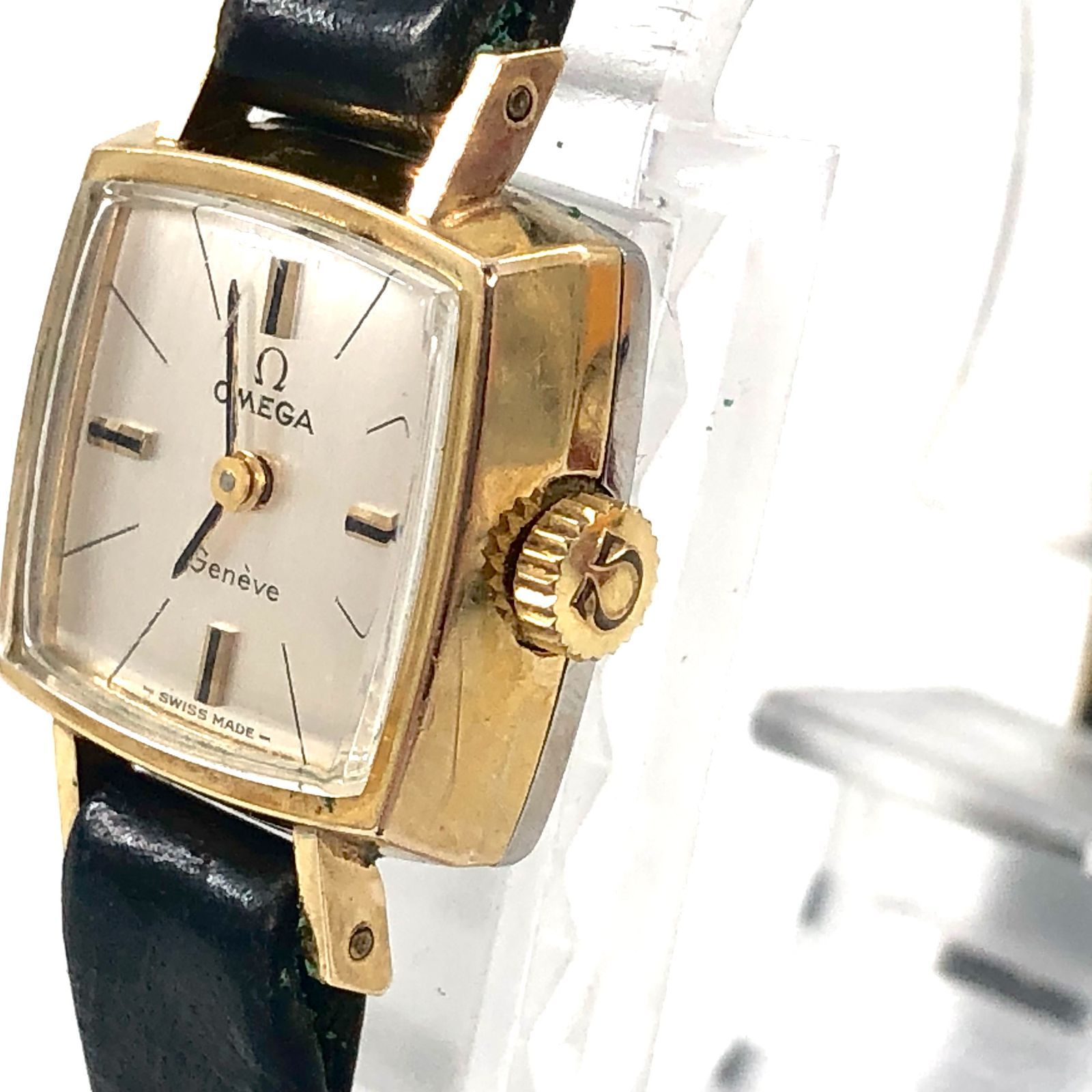 OH済 1965年製 オメガ プラチナ製 カットガラス レディース 極上品 OH