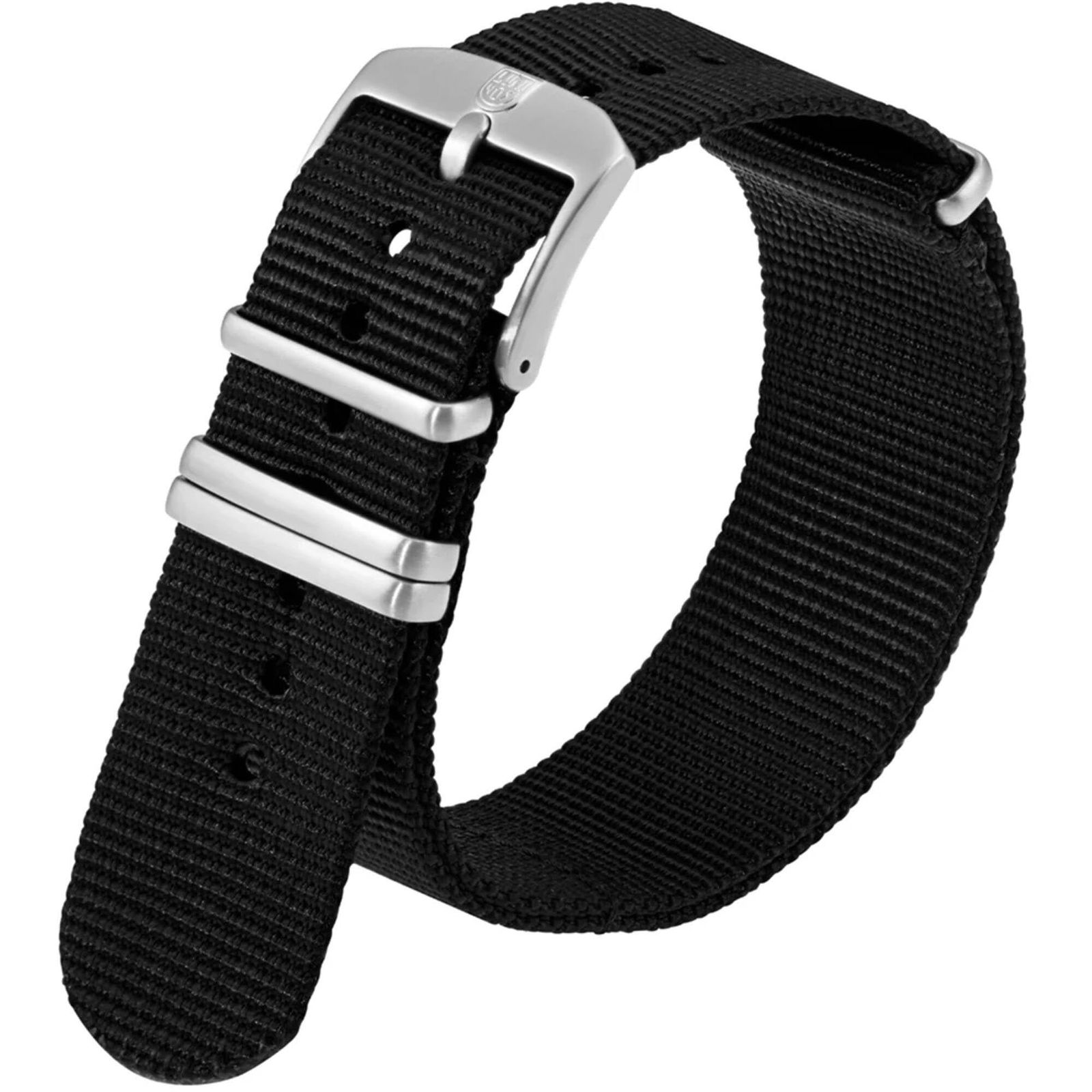 Luminox 純正腕時計バンド FNX.2201.20Q.K - 交換用ストラップ 22mm 4ループ ウェビング ブラックナイロンストラップ スチールバッ [ブラックナイロン - 22mm。] [For Luminox Series: 0320 0330]