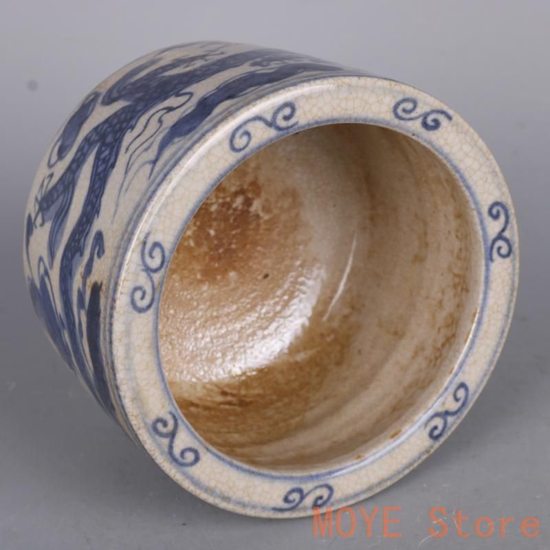 明嘉靖青花双雲竜紋香炉 景徳鎮 陶磁器 装飾品 現代工芸品 美術