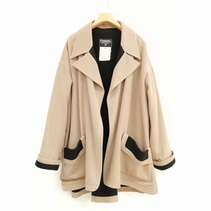 シャネル CHANEL 93 ヴィンテージ バイカラー ガウン コート ゴールド 