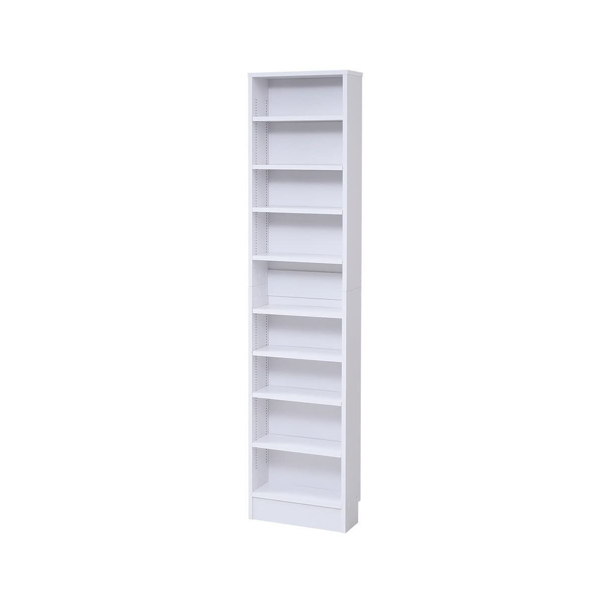 【人気商品】MEMORIA オープン 本棚 文庫本 ラック JKプラン 棚板 可動式 1cm 間隔 薄型 幅 41.5 ホワイト FRM-0100-WH