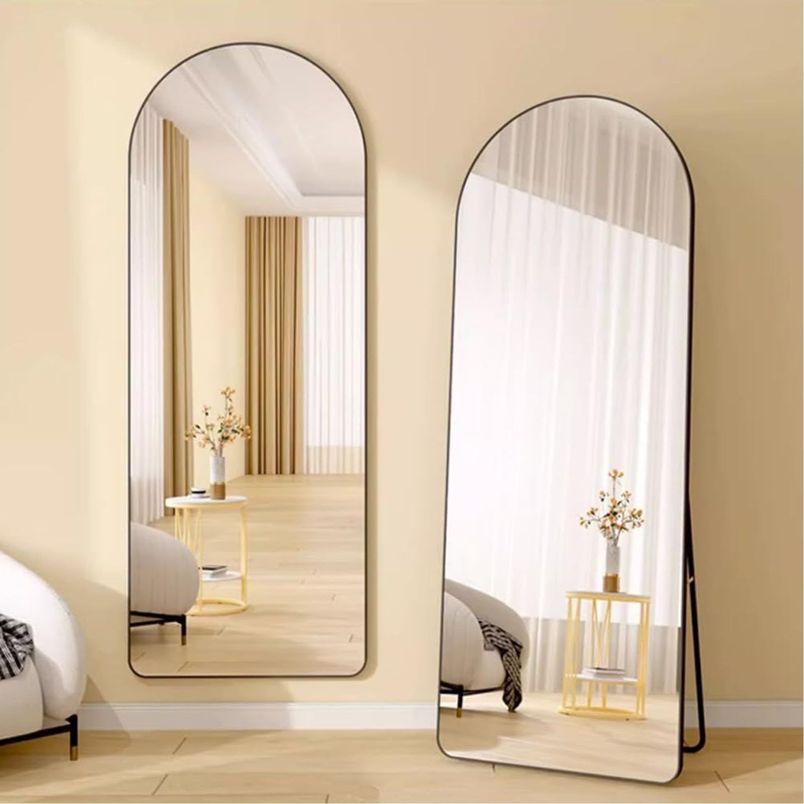 Jumei 姿見鏡 壁掛け鏡 全身鏡 スタンドミラーア 壁掛け ウォールミラー 全身ミラー 飛散防止 おしゃれ 軽量 立てかけ 洗面所 化粧 浴室 お風呂 玄関 ブラック