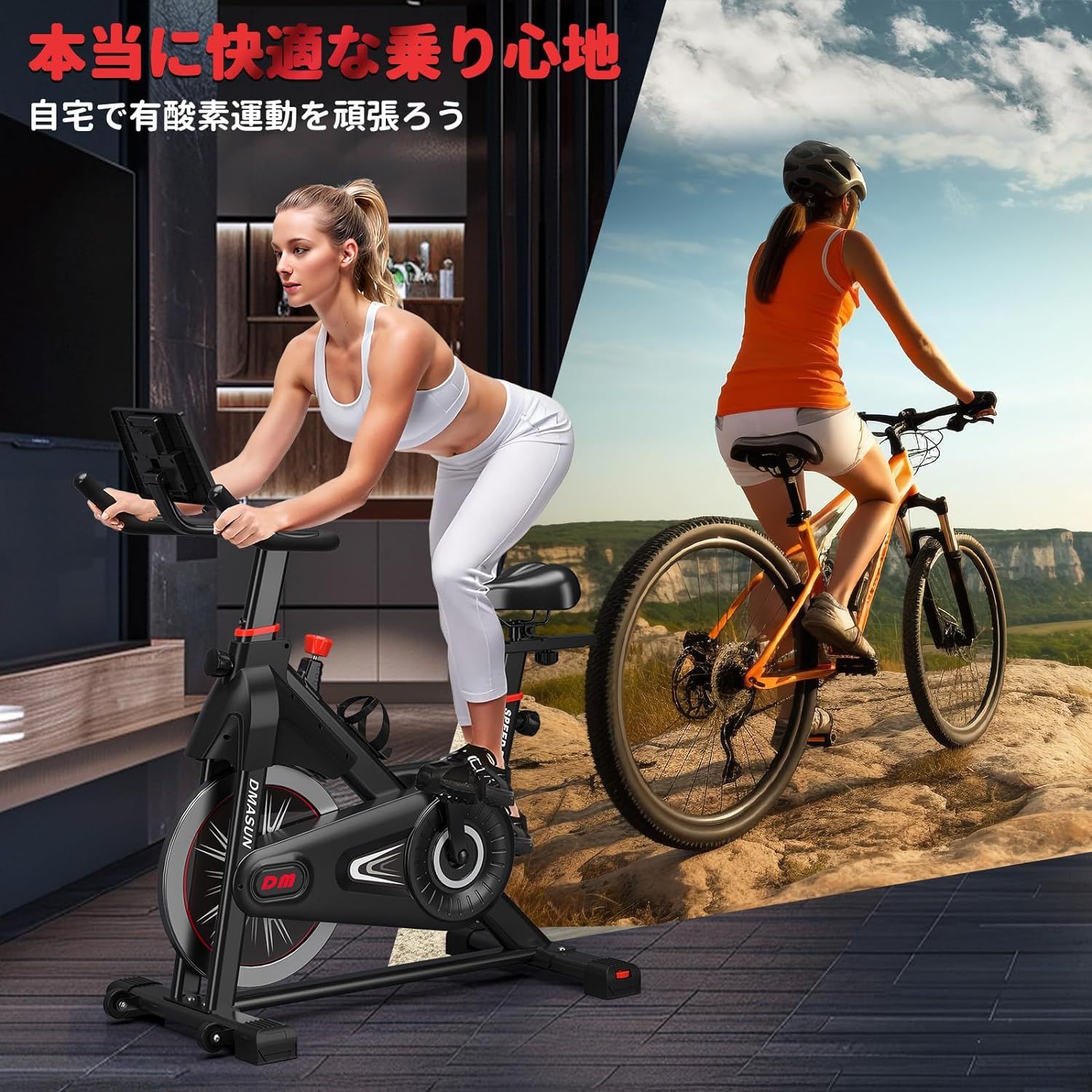 DMASUN エアロバイク 家庭用 静音スピンバイク フィットネス