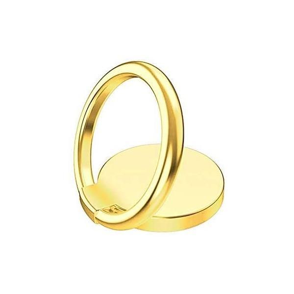 スマホリング 薄型 亜鉛合金製 携帯 リングホルダー 落下防止 360度回転 ホルダーリング iPhone ゴールド