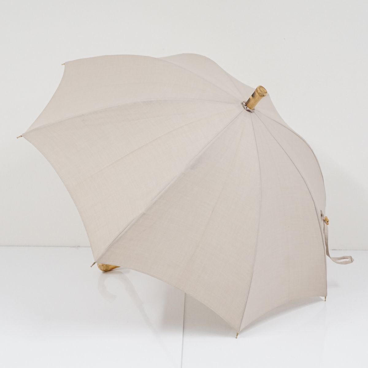 日傘 UNITED ARROWS ユナイテッドアローズ USED美品 寒竹 ベージュ 晴雨兼用 UV 50cm KR S9595