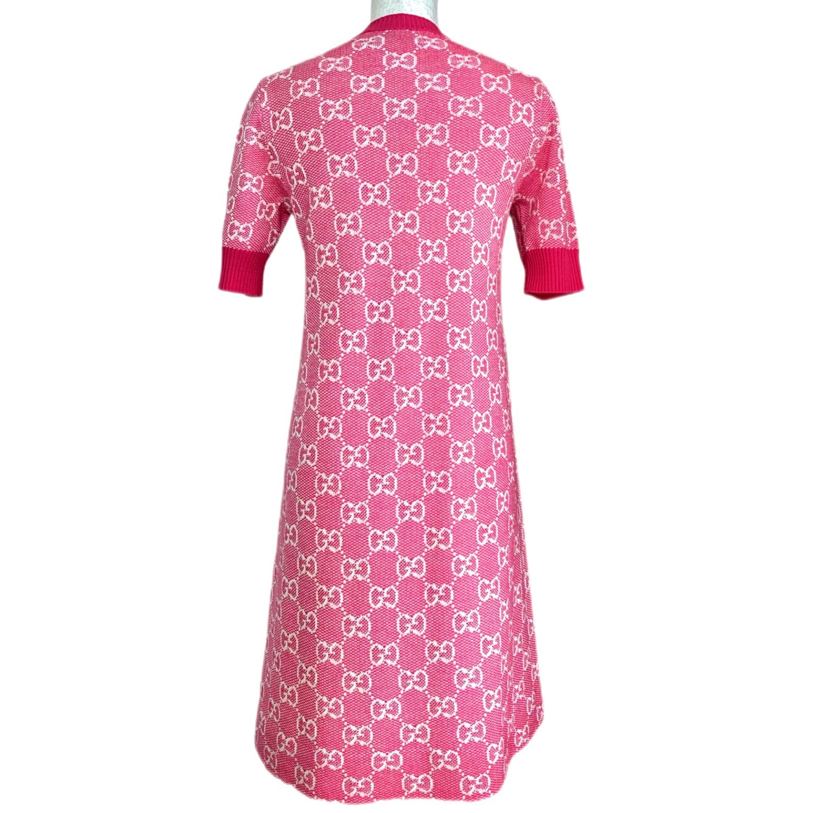 グッチ GG コットンウール ピケ　ニットワンピース XXS レディース ピンク グッチ GG コットンウール ピケニットワンピース XXS レディース ピンク