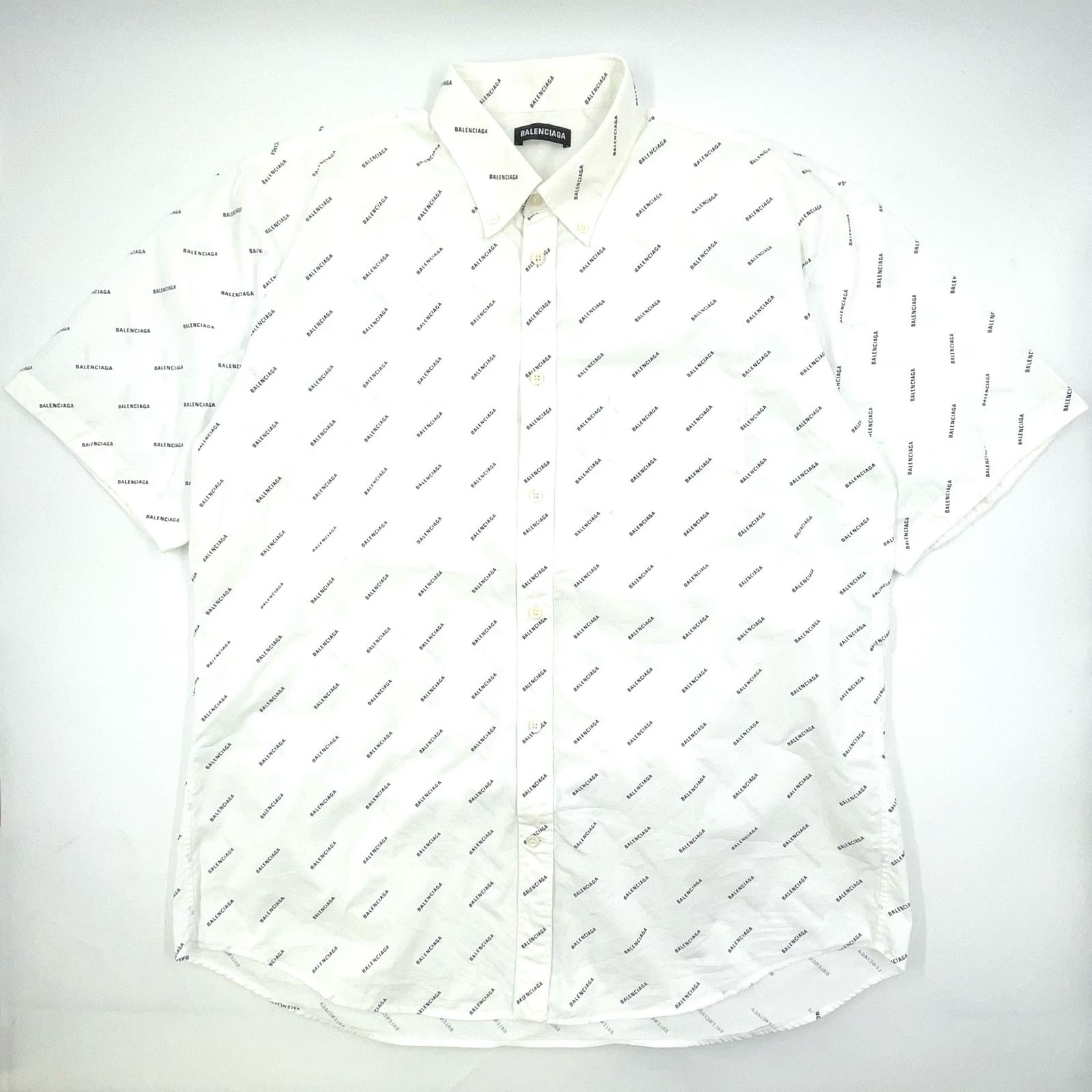 BALENCIAGA 2017AW Logo Print コットン ホワイト シャツ
