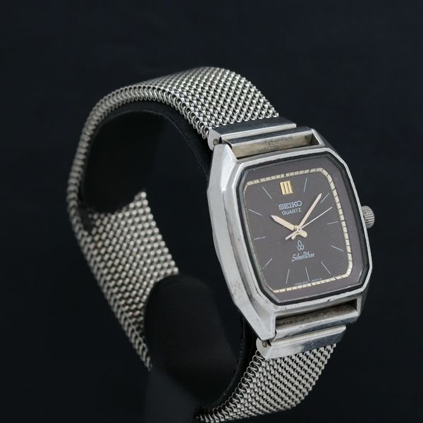 G*o様 SEIKO 【稼働品】セイコースカイウェーブ8221-5010腕時計 Seiko Silverwave Watch Men 33mm Brown Dial Steel Octagon 8221-5010