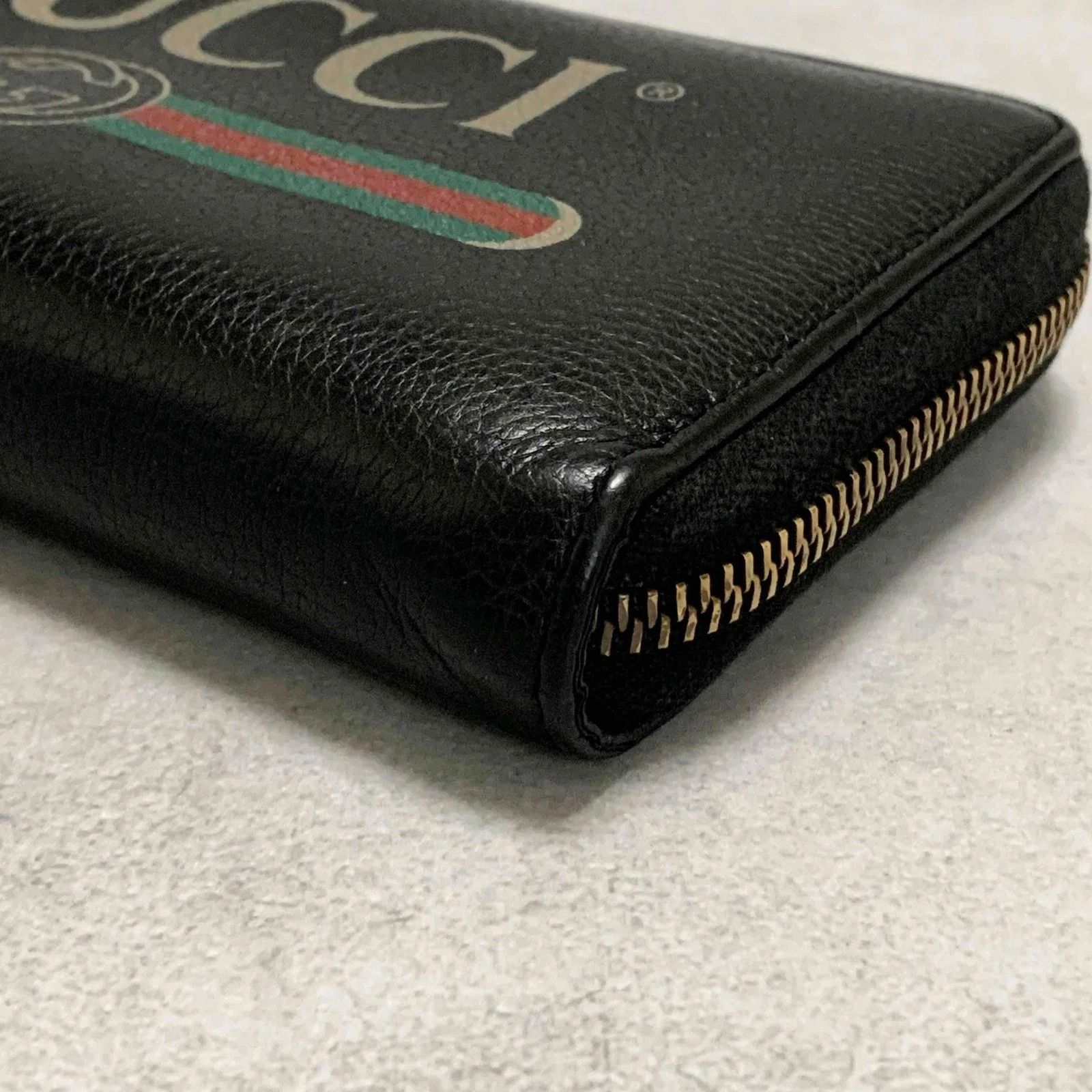 グッチ　超美品　長財布　ラウンドファスナー　シェリーライン　GGシマレザー　ロゴ 希少】GUCCI グッチ 長財布 ラウンドファスナー クルーズライン