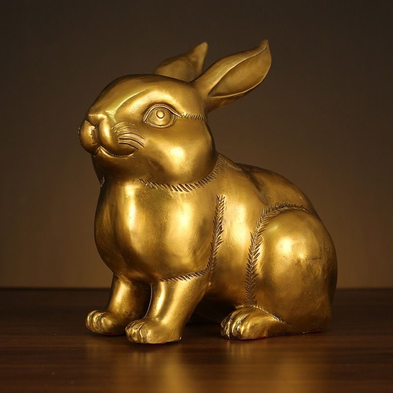 兎 うさぎ 置物 オブジェ ブラウン 茶色 金色 黄金 ゴールド 幸運 長寿