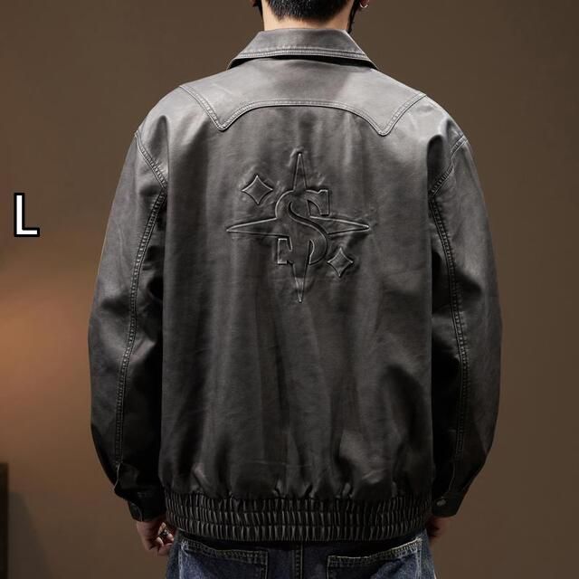本物保証，人気セール [L ]秋冬 コーデ メンズ  服 シンプル ファッション オシャレ 大人 かっこいい 大きいサイズ ストリート 紳士服 ハイエンド レトロ ライダース エコ レザー ジャケット PU その他