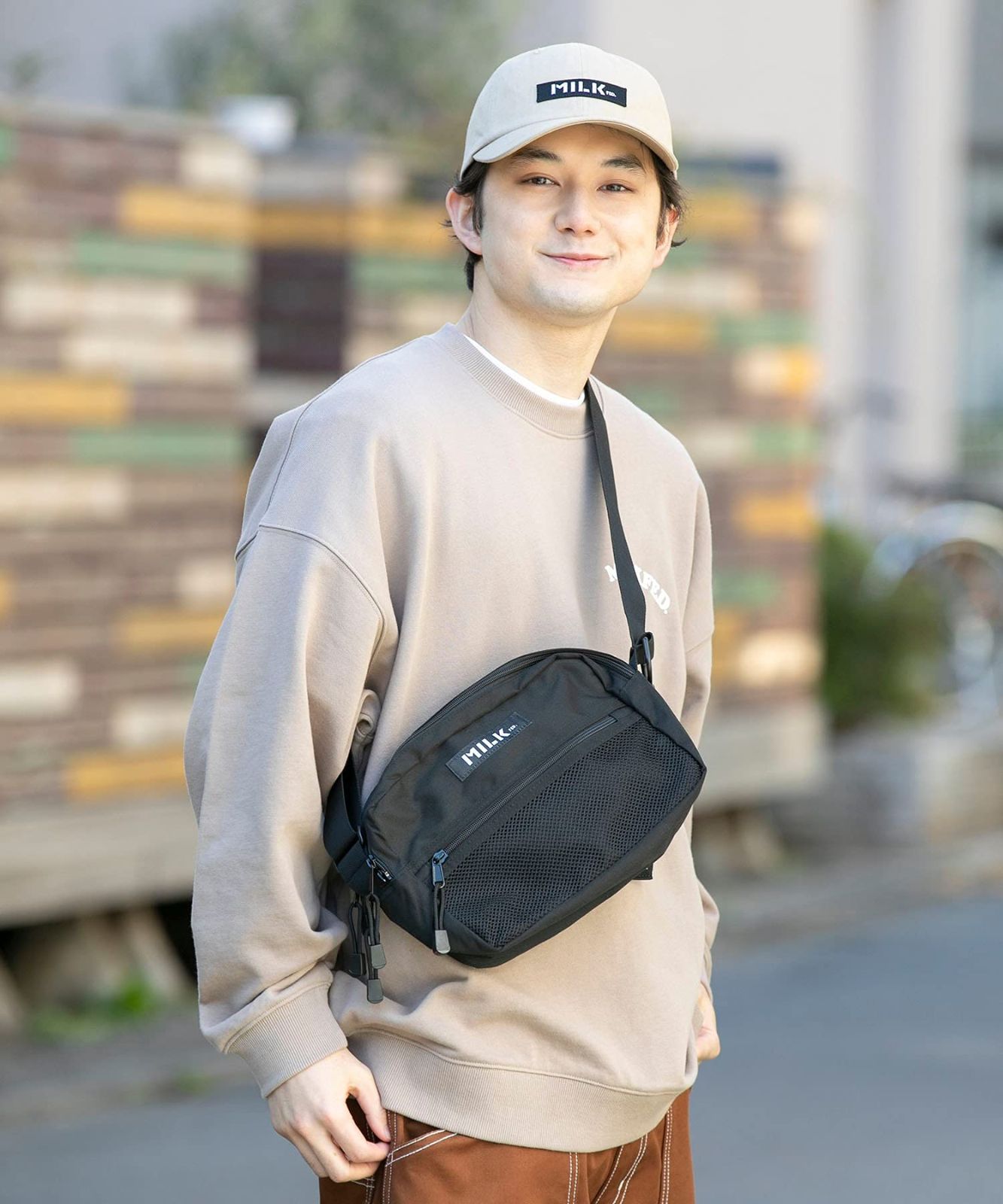 激安！】WIDE BAG SHOULDER MESH ショルダーバッグ POCKET [ミルク