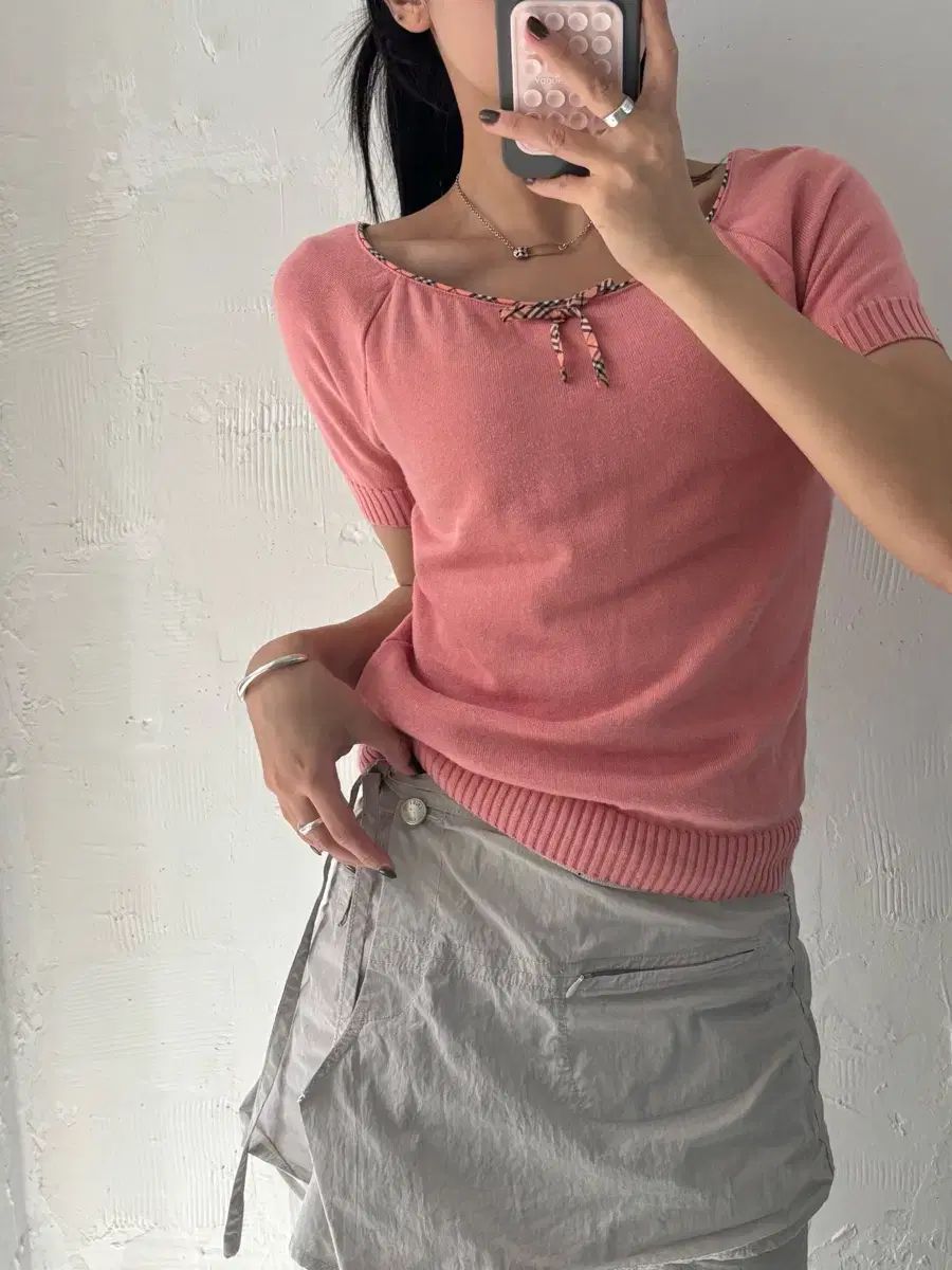 Burberry BURBERRY バーバリー ブルーレーベル ピンクカラー 半袖ニット