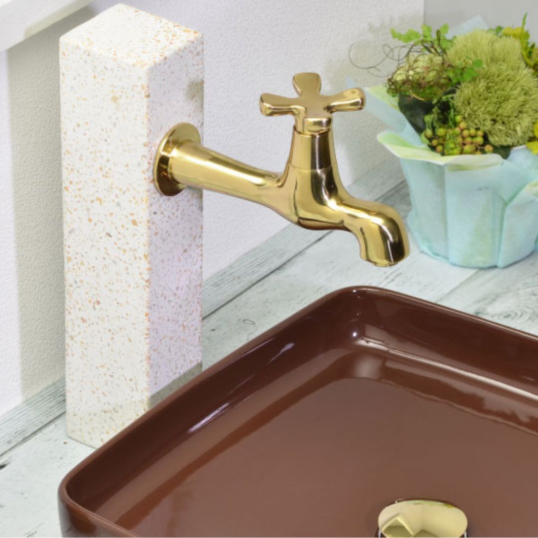 atelier DADA 品 水栓取付脚 和風 壁付水栓用 ロング カナリヤ石 手洗い _ DD00012