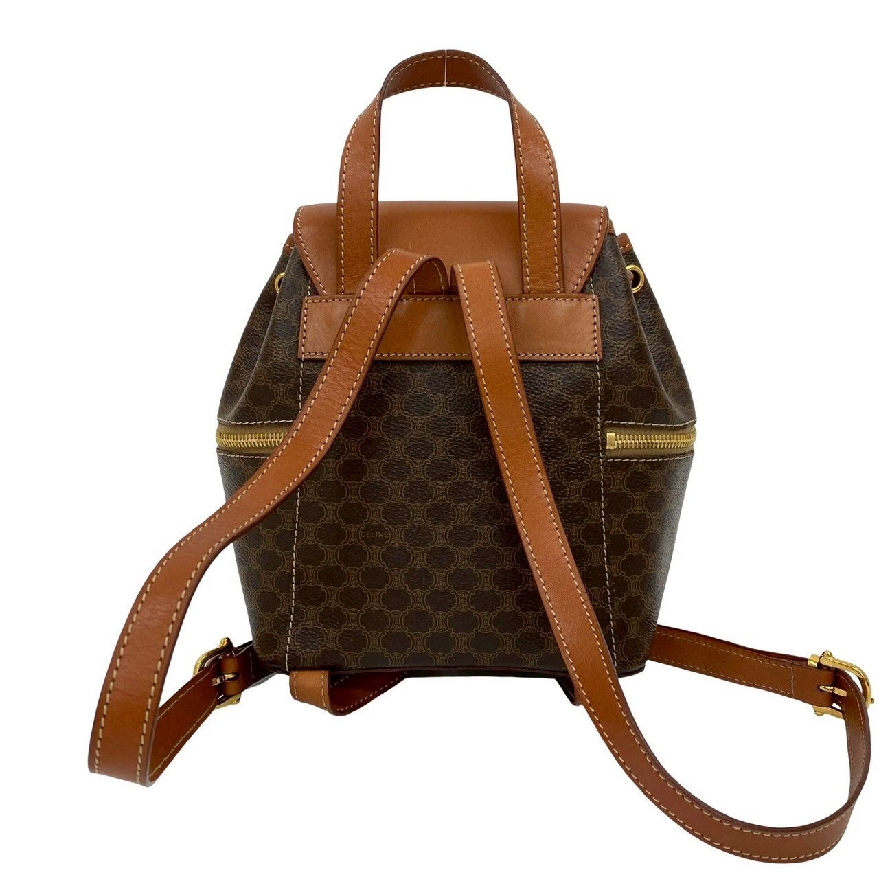 希少　セリーヌ リュック バックパック　マカダム　トリオンフ　茶　レザー 美品 セリーヌ CELINE マカダム バックパック リュックサック PVC