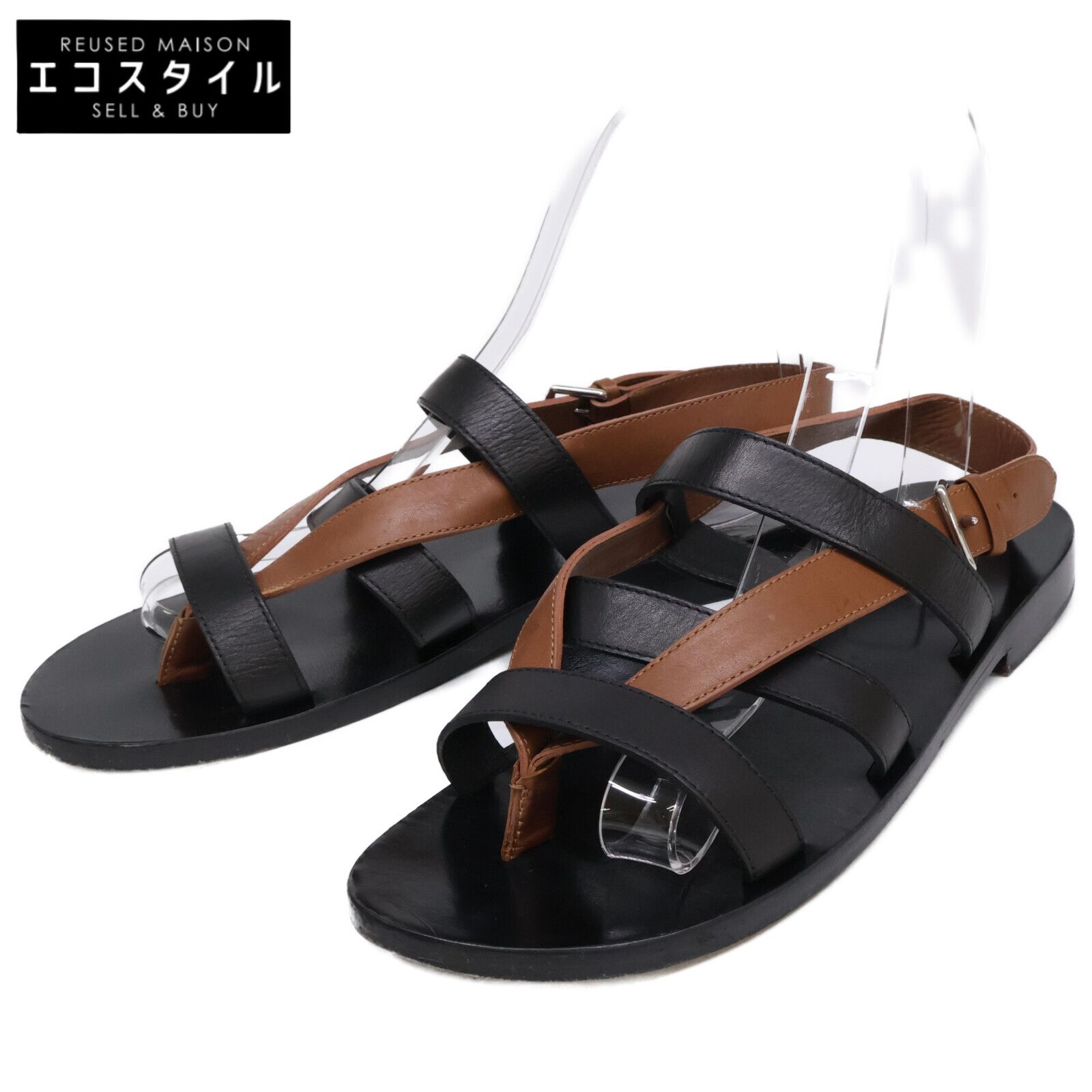 HERMES エルメス レザー クロスストラップ サンダル 41 - メルカリ
