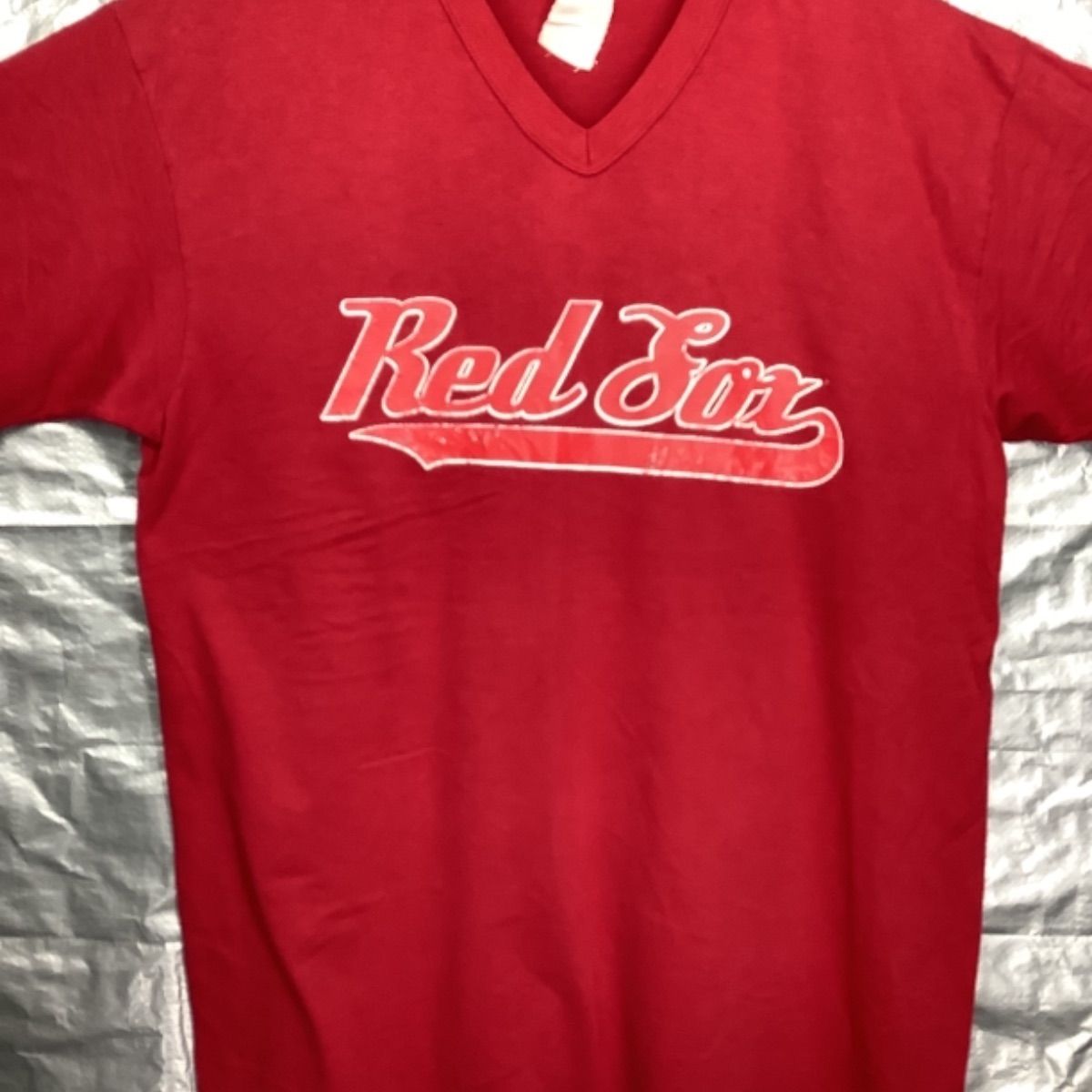 古着 VネックTシャツ サイズ不明XL相当 マジェスティック レッド 