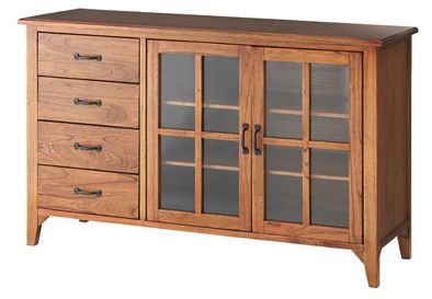 ヴィンテージ調 天然木 ４段チェスト ＆ キャビネット 幅１２０cm 食器棚 カップボード ティンバー