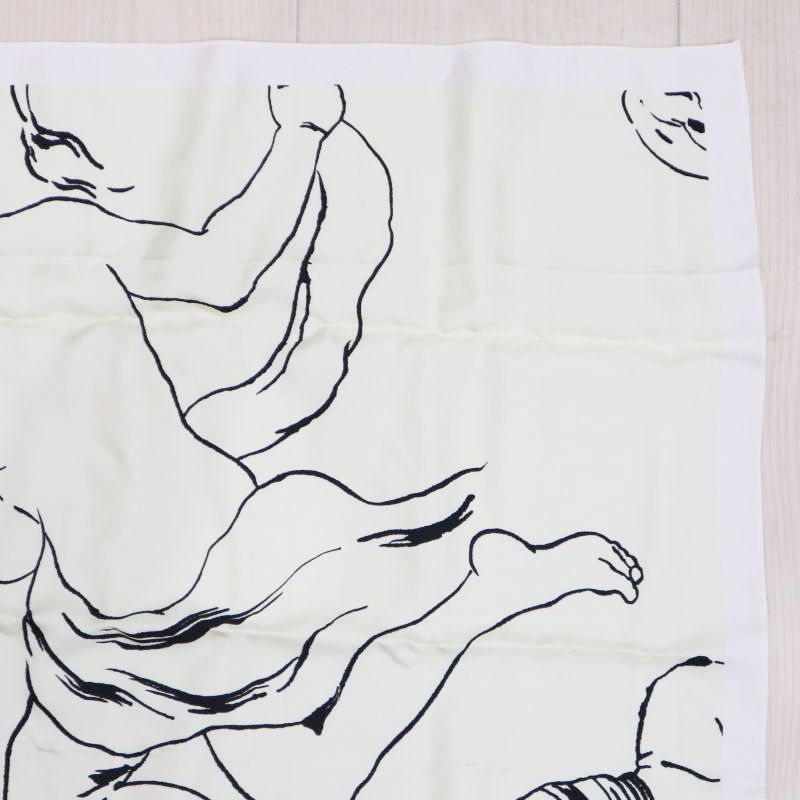 美品 JIL SANDER ジルサンダー アート レーヨン スカーフ イエロー  