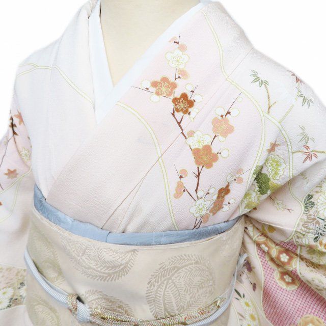 正絹　訪問着　花に鳥柄　袷 特選 訪問着 着物 中古 正絹 袷 フォーマル 金駒刺繍 吉澤の友禅