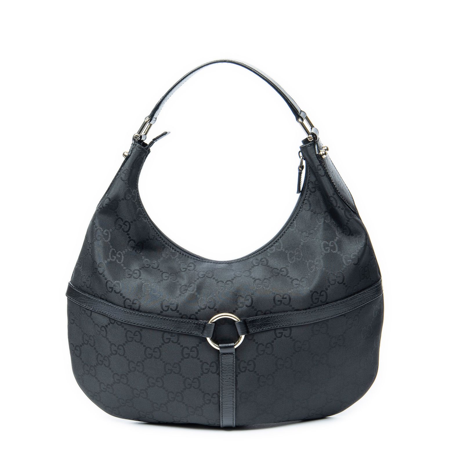 中古] GUCCI グッチレインズ ホーボー黒ジャンボGGキャンバスA