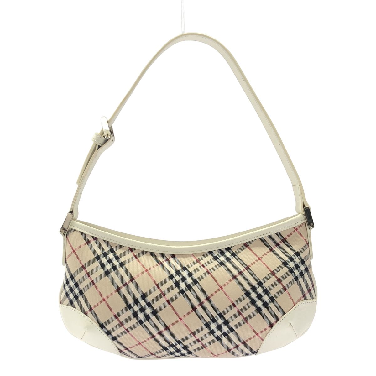 Burberry / バーバリー | レザー切替 ノバチェック ワンショルダー ハンドバッグ | ベージュ/ホワイト | レディース