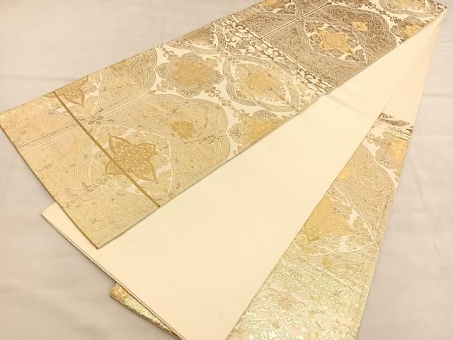 平和屋着物◎六通柄袋帯 風景文 金糸 正絹 逸品 BAAU4868hv 平和屋
