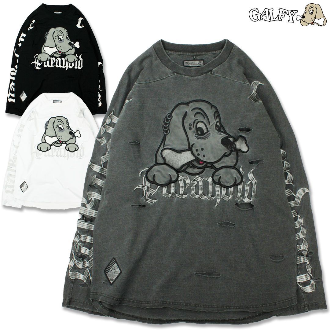 ガルフィー GALFY 病みに染まりしロンTee 143090 長袖Tシャツ ＃10 WHITE 20 BLACK 21 INK BLACK L XL ヤンキー TGC 犬 24AW