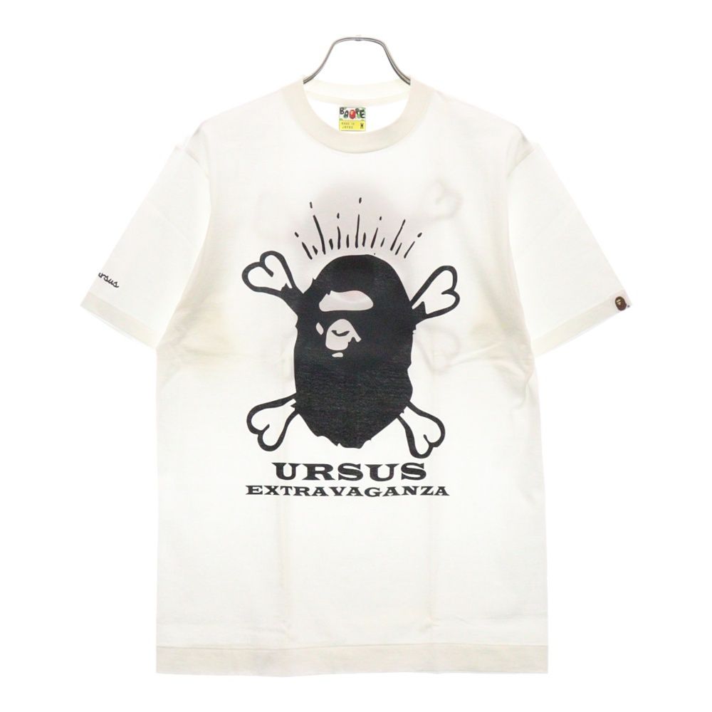 A BATHING APE (アベイシングエイプ) URSUS フロントロゴプリント クルーネックコットン半袖Tシャツ ホワイト