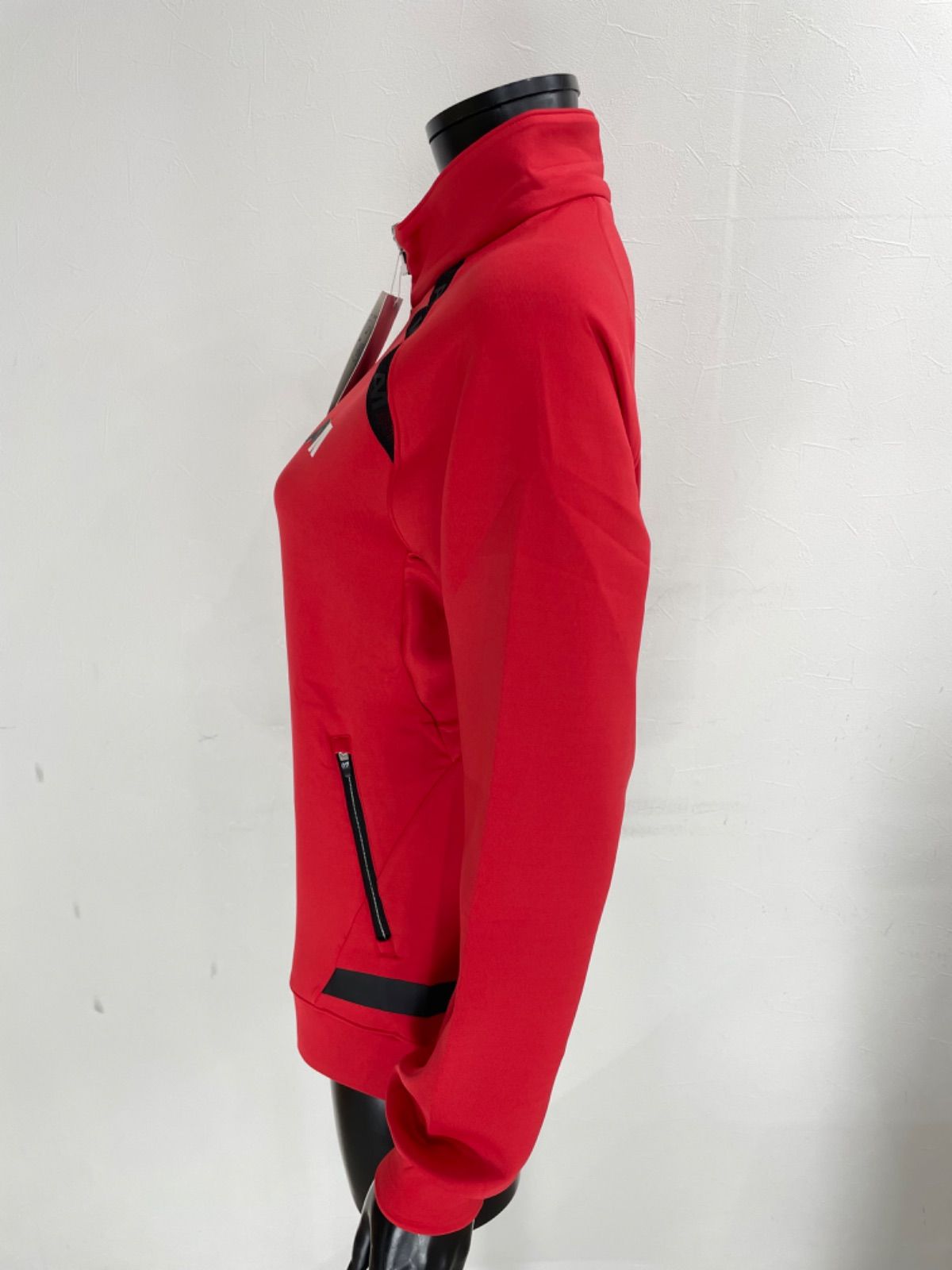 MASTER BUNNY EDITION マスターバニーエディション ポリエステル ストレッチ ダブルジップ ハイネック 長袖 ジャケット レッド 赤 レディース 2 L ゴルフウェア