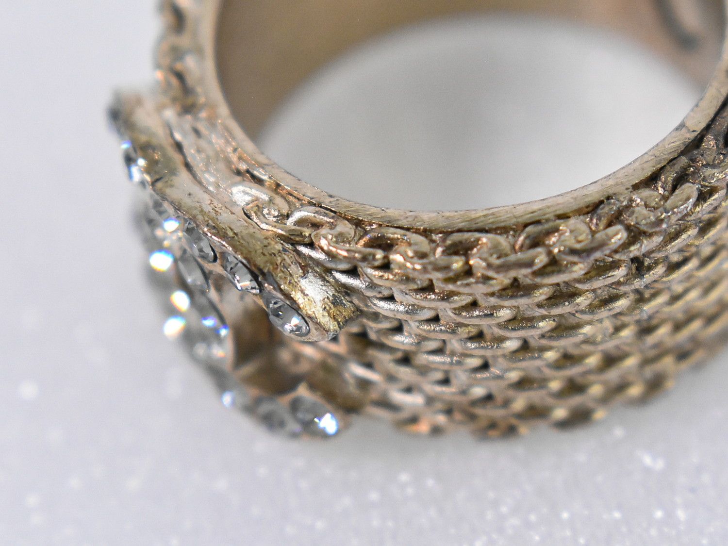 本物 シャネル CHANEL ココマーク ラインストーン リング 指輪 14号 GP  