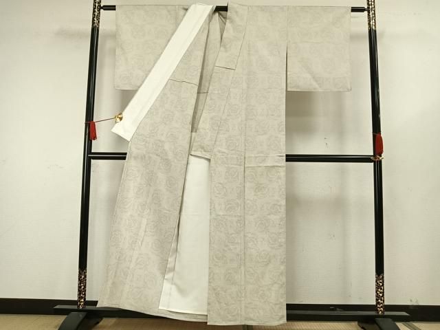 平和屋着物▽本塩沢 単衣 セラミック染 丸文 証紙付き 正絹 逸品 未