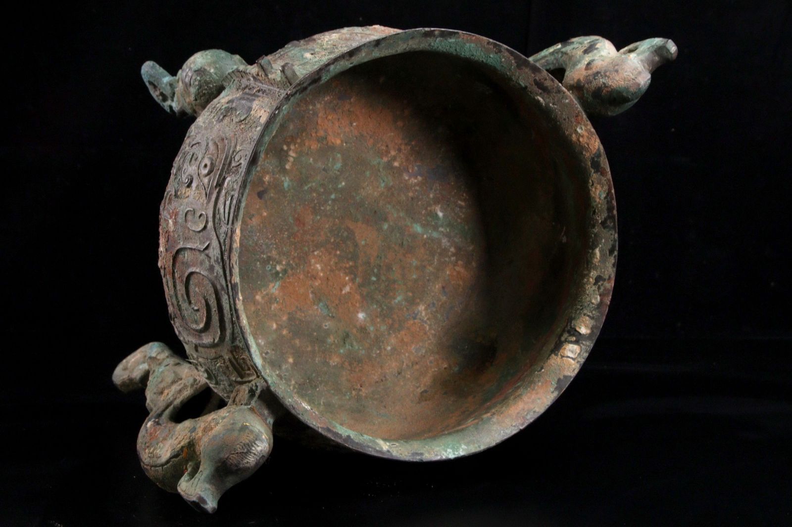 中国古玩 唐物 青銅器 饕餮文三足香炉 銀火屋 時代箱入